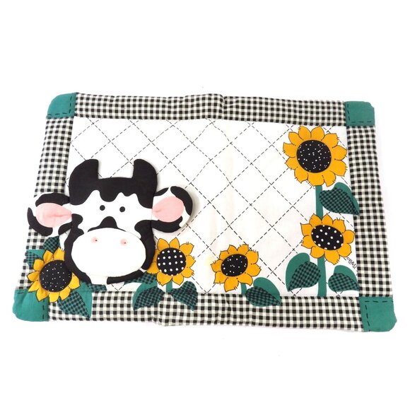 3D Holstein Cow Face & Sun Flower Place Mats 17X20 Set of 2 New - Picture 2 of 4